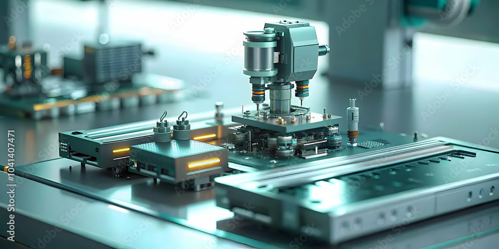 Macro Close Up AI Powered Assembly Line Components Detailed Technology Modern Manufacturing Ample Copy Space Innovative Industry Concepts Photo Stock Macro Close Up AI Powered Assembly Line Components Detailed Technology Modern Manufacturing Ample Copy Space Innovative Industry Concepts Photo Stock