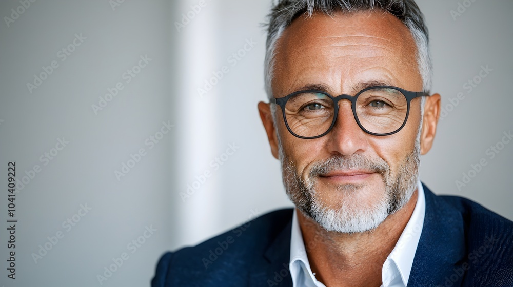 Confident Middle aged Businessman Checking Phone on Clean White Studio Backdrop Smiling and Glancing Aside in Professional Corporate Attire Confident Middle aged Businessman Checking Phone on Clean White Studio Backdrop Smiling and Glancing Aside in Professional Corporate Attire