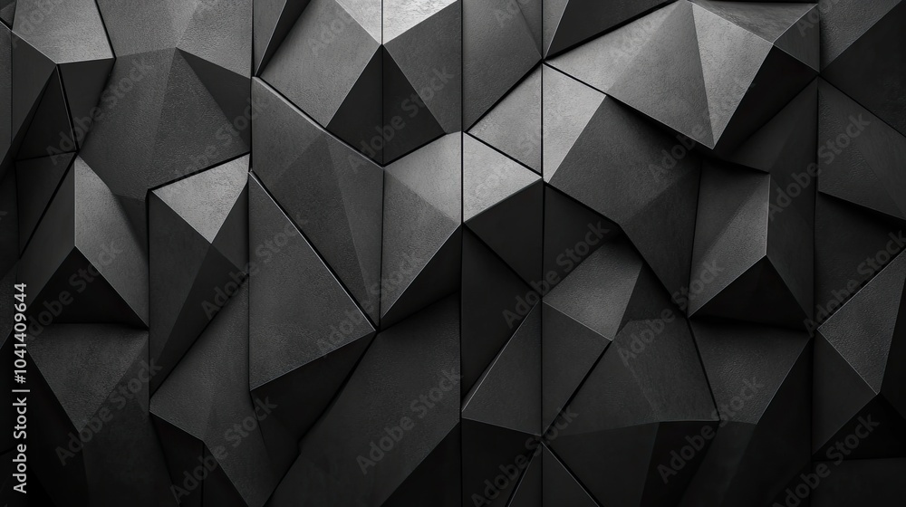 Fototapeta premium Abstract Monochrome Triangular Mosaic: A Study in Depth and Dimension