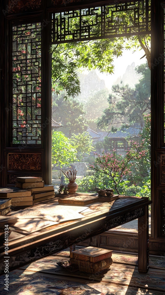 Serene Traditional Chinese Scholar's Study Serene Traditional Chinese Scholar's Study
