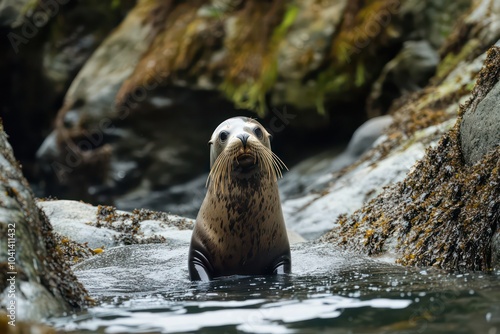 Curious seal pup investigating its surroundings.  photo