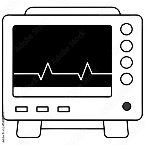 ECG machine on white background. ecg line art
