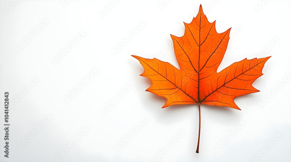 Fototapeta premium Orange Maple Leaf White Background