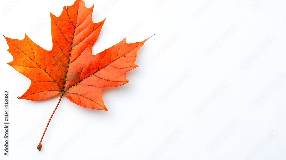 Fototapeta premium Single Orange Maple Leaf White Background