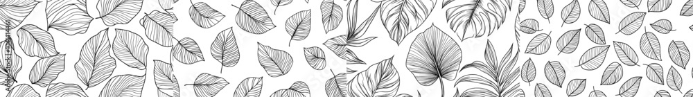 Streamlined leaf pattern, black and white ink drawing Streamlined leaf pattern, black and white ink drawing