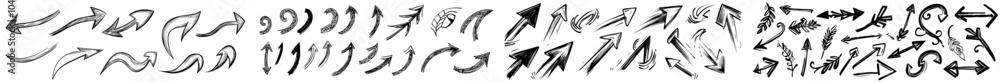 A hand drawn arrows doodle set on a white background with hand drawn sketch symbols. Modern illustration graphic design elements for your projects. A hand drawn arrows doodle set on a white background with hand drawn sketch symbols. Modern illustration graphic design elements for your projects.