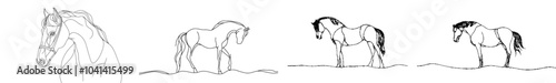 An illustration design of a horse using lines as part of a modern logo