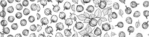 Sketch style illustration of chickpeas. Hand drawn seamless pattern