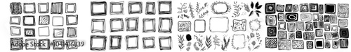 Hand-drawn doodle frames. Etchings with sketchy elements for your design. Isolated. Modern illustration.