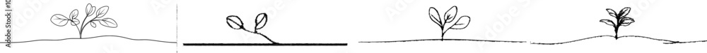 Obraz premium A single continuous line art drawing of a sprout. A modern illustration of a one-line plant