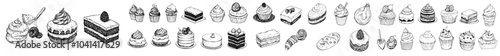 Sweet food and dessert illustrations in a modern and sketchy style.