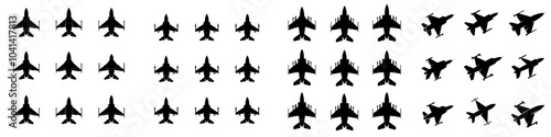 Aviation symbol set. Air Force illustration sign collection. Fighter jet icon modern set.