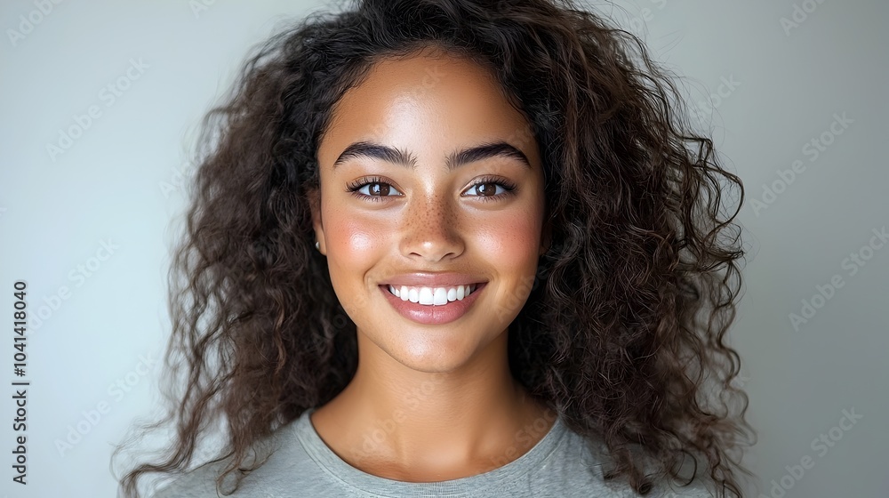 Energetic and Positive African American Woman with Curly Hair Wearing a Casual T Shirt and Standing Against a White Background Exuding Joy and Confidence Energetic and Positive African American Woman with Curly Hair Wearing a Casual T Shirt and Standing Against a White Background Exuding Joy and Confidence