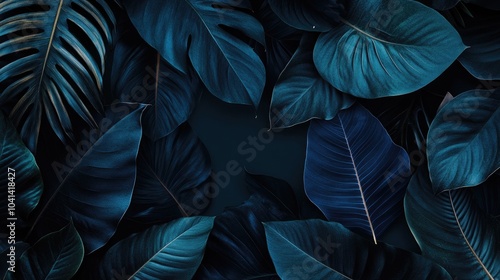 Abstract textures of dark foliage for a tropical leaf inspired background photo