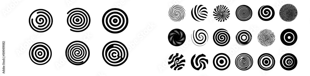Black abstract circular brush strokes, grunge spirals Black abstract circular brush strokes, grunge spirals