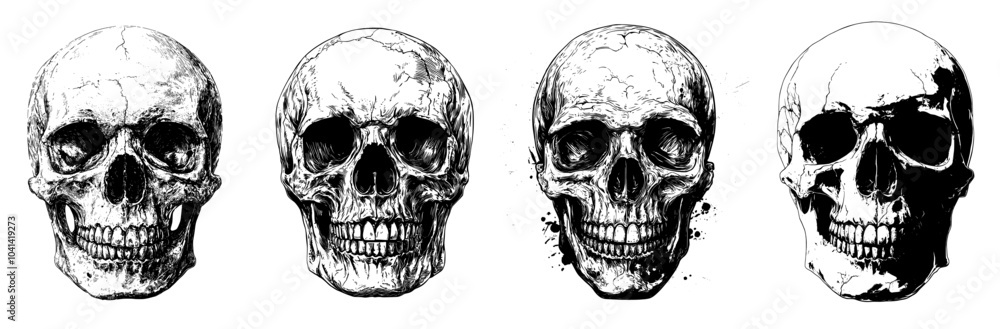 Fotografie Human skull vintage sketch
