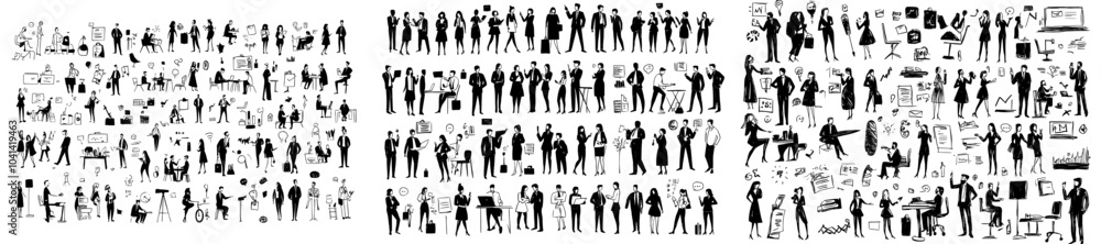 Old, elderly, or senior business people shown in various actions and activities. Cute character illustration design. Outline, thin line art. Hand drawn sketch. Old, elderly, or senior business people shown in various actions and activities. Cute character illustration design. Outline, thin line art. Hand drawn sketch.
