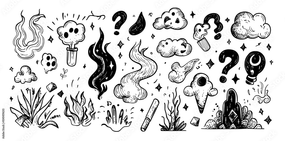 Obraz premium Hand drawn Japanese manga elements for character emotions.