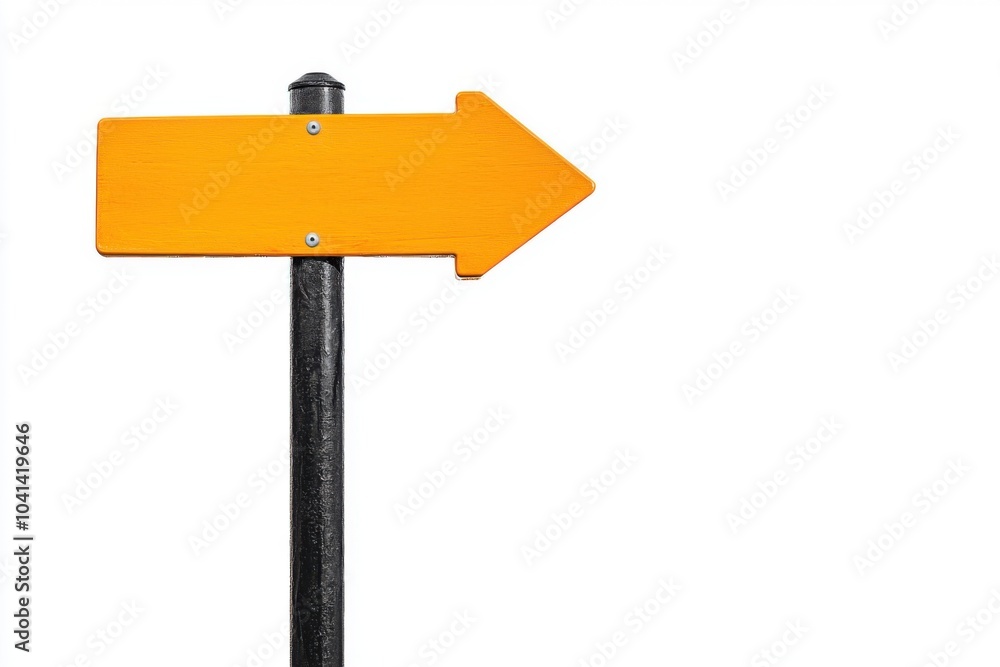 Directional sign installed on a pole indicating navigation in isolated environment Directional sign installed on a pole indicating navigation in isolated environment