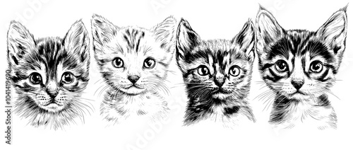 White background with monochromatic pets of dogs and cats