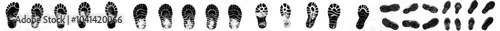The shoes prints icon modern set is a collection of shoe prints illustration signs. This is a set of shoe signs or symbols.