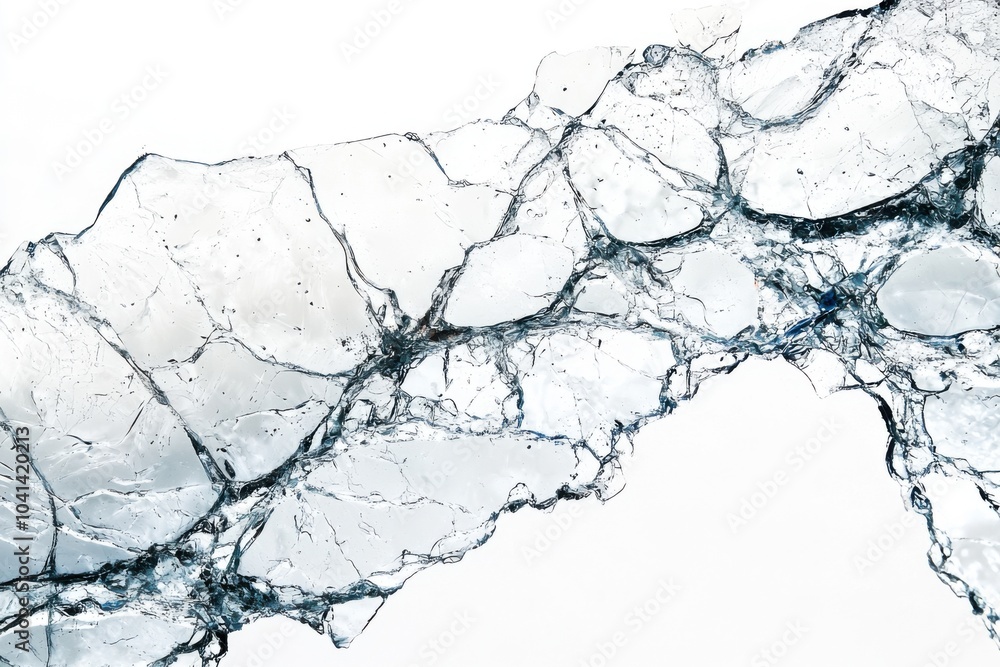 Intricate glass surface with cracks reflecting light in a unique aesthetic display Intricate glass surface with cracks reflecting light in a unique aesthetic display