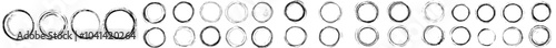 A modern art circle with hand drawn lines in ink stain circles or round frames of black pencil scribbles or marker smears.