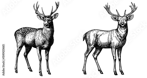 Illustration of a black and white deer made in the modern era.