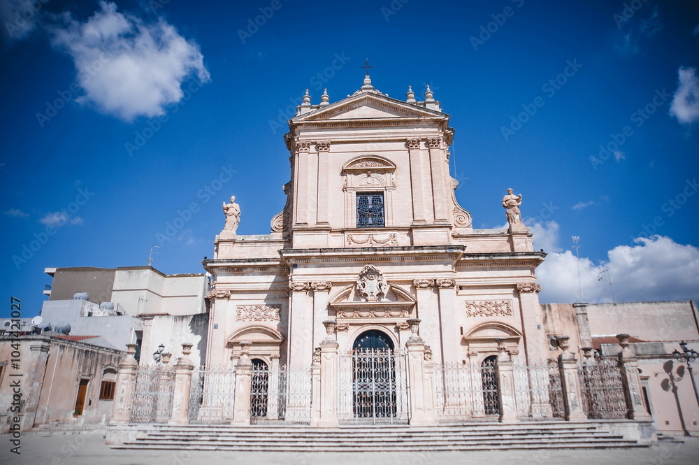 church view of the town of Ispica in Sicily church view of the town of Ispica in Sicily