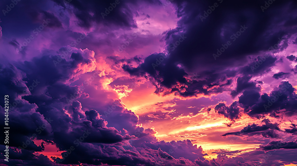 Fototapeta premium A dark purple sky filled with storm clouds creates an ominous, moody atmosphere.