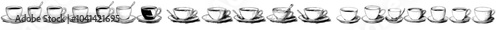 Detailed line drawing of a cup with a spoon on a saucer, modern illustration, flat design, white background