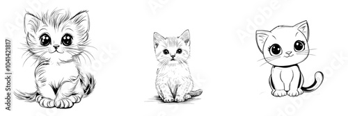 An illustration of a Siberian kitten drawn in ink and engraved in engravable ink