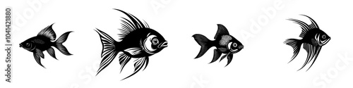 An illustration of a fish in water silhouette. Suitable for logos, aquariums, emblems, sports, restaurants, mascots, stickers, labels, pet sketches, and more.