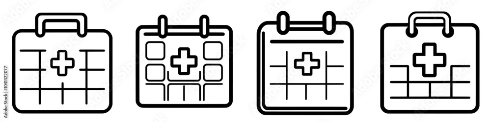 In this trendy design template, health check schedule icons are shown in a line format In this trendy design template, health check schedule icons are shown in a line format