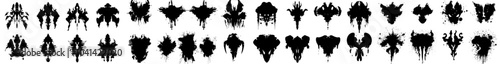 Psychological tests silhouettes, Rorschach inkblot test. Symmetrical ink stain
