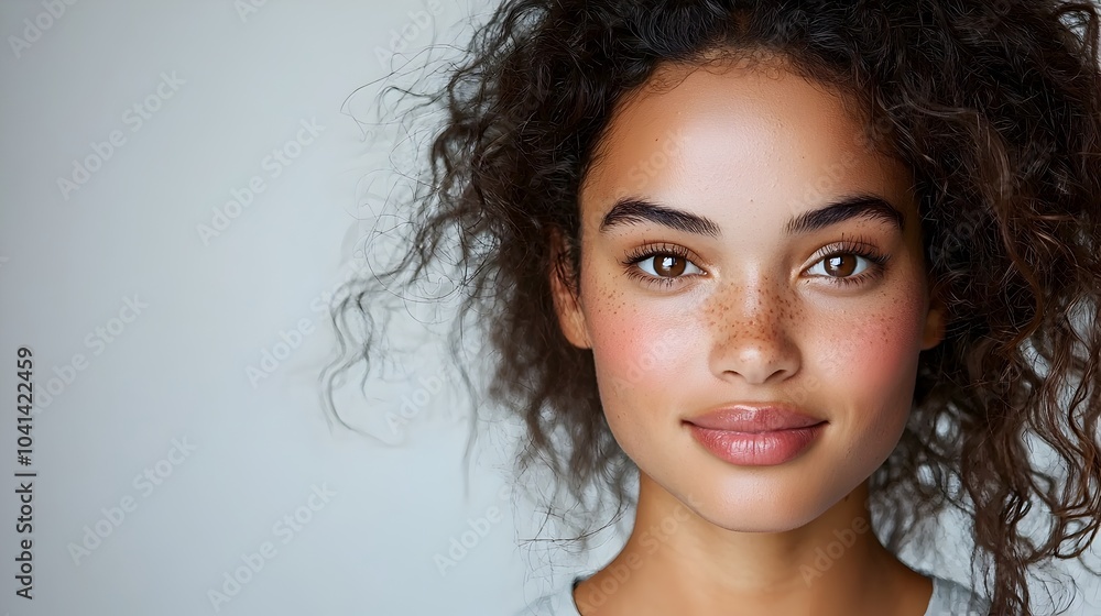 Headshot Portrait of Smiling Confident Young African American Woman with Curly Hair Posing Against White Background for Commercial and Editorial Use Headshot Portrait of Smiling Confident Young African American Woman with Curly Hair Posing Against White Background for Commercial and Editorial Use