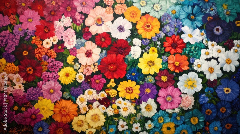 Vibrant background featuring an array of blooming spring and summer flowers Vibrant background featuring an array of blooming spring and summer flowers