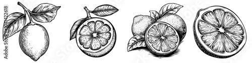 Ink sketch of sweet lime outline on transparent background