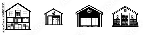 Modern design icon of warehouse sorting center