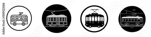 Symbolic representation of public transport. Train illustration sign. Modern tram icon.