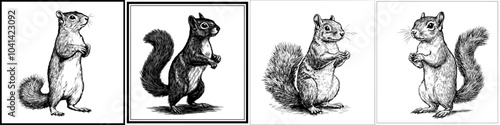 Graph of a squirrel standing on its hind legs with a white background in the front