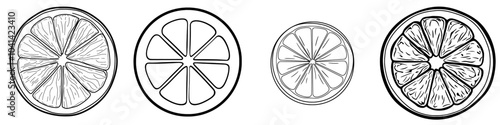 An isolated doodle of a citrus slice based on a white background.