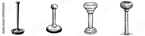 Doodle of a plunger. Cleaning clogged pipes at home. Modern outline line art illustration.