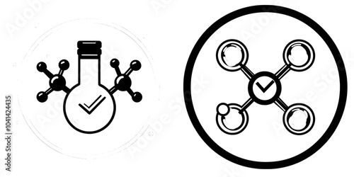 An icon in the modern style of a molecular check
