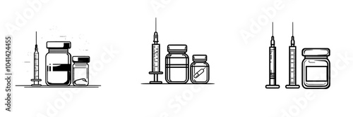 Modern medicine inject icon line design