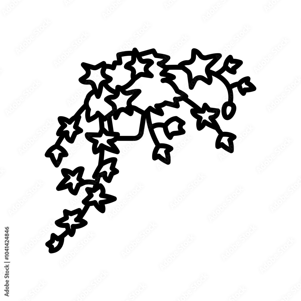 English Ivy Outline Icon, Vector illustration