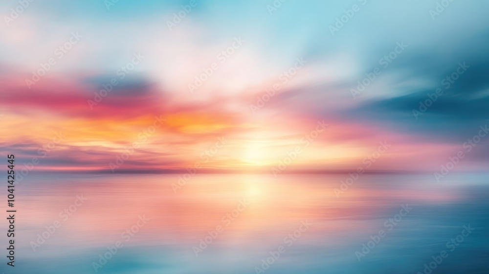 Abstract blurred scenic view featuring a vibrant sky natural elements ocean and clouds Abstract blurred scenic view featuring a vibrant sky natural elements ocean and clouds