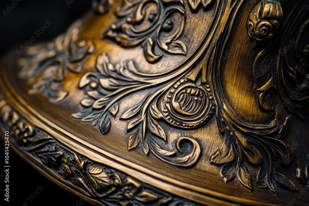 Intricate Floral Pattern on a Gilded Metal Surface Intricate Floral Pattern on a Gilded Metal Surface