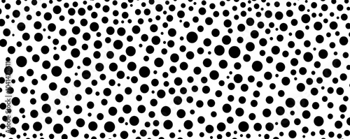 Suitable for fabric printing with black and white hand-drawn dots. Set of 5 seamless polka dots patterns.