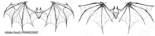 Editable Halloween bats line art with modern collections.